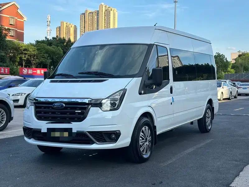 The new generation Ford Transit 2021 Pro 2.2T automatic luxury bus with long wheelbase, mechanical steps, 9 seats, and a mid-roof. — миниатюра 1